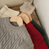  MQTIME  -  Girls Sweater Autumn Winter Children Cotton Solid Thicken Warm Baby Pullovers Retro Loose Round Collar 2-8Y Kids Boy Knitwear