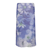 MQTIME  -  French Temperament Flower Print Gauze Patchwork Slim Mid-length Women's Skirts