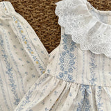 MQTIME  -  New Summer Korean Style Children Clothes Suit Sleeveless Cotton Flower Printed Shirt+Pants Baby Girls Clothing Set