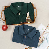  MQTIME  -  Casual Loose Girls Corduroy Dress Retro Fall New Children's Lapel Buttons Long-Sleeved Dresses With Pockets Winter Clothing