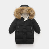 MQTIME  -  Large Fur Collar Kids Coats Boys Girls Thickened Down Jacket Children Winter Outerwear Teenager Hooded Casual Clothing 2-10Y