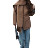 MQTIME  -  Fashion Temperament Solid Color Snood Collar Long Sleeve Woolen Short Coat Women's 2025 Winter New Wholesale