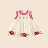 MQTIME  -  0 - 3 Y Baby Summer Clothes Summer Dress for Girls Adorable Baby Girls' Cotton Lace Dress with 3D Flowers Soft and Cute