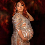 MQTIME  -  Clothing Manufacturers Custom Sequin Trailing Queen Maternity Dresses Sexy Sparkly Dresses Diamond Long Sleeve