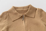 MQTIME  -  Toddler Boys Sweater New Winter Turn Down Collar Solid Color Thicken Warm Kids Boys Polo Knitwear Versatile Little Boy Pullovers
