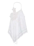  MQTIME  -  New Women Embroidery Halter Fashion Elegant Crop Tie Top Woman Sleeveless Backless Short Tops Women Sexy Elegant Party Top