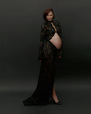 MQTIME  -  Black Lace Maternity Dress, Open Back & Cut Out, Evening Gown for Photo Shoot, Sexy Maternity Dresses, Women Pregnancy Gowns