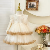  MQTIME  -  Girls Tulle Dress New Children Layers Mesh Gown Kids Autumn Spring Long Sleeve Dresses Princess Birthday Party Clothing 2-10Y