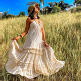 MQTIME  -  Maternity Photoshoot Dress Bohemian Maternity Dress for Summer Photoshoots - Linen V-Neck Casual Style