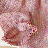 MQTIME  -  Children's Clothing Sets Plaid Print Sleeveless Top + Wide Leg Pants + Shorts 3 Pcs Sets Girls Clothes 2 To 8 Years Outfit Sets