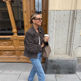 MQTIME  -  Stylish Minimalist Jacket Loose Double-ended Zipper Short Coat Autumn Chic Fashionable Casual Street Style Women's Outerwear