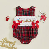 MQTIME  -  Toddler Boy Striped Overall Reindeer and Snowman Applique Crew Neck Sleeveless Belted Playsuit with Pockets