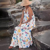 MQTIME  -  Oversize Beach Dress Strapless Loose Fit Boho Maxi Dress Round Neck Sleeveless Sundress Mujer Vestidos Vacation Robes