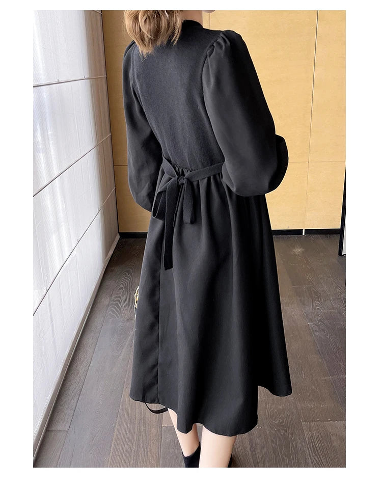 Mqtime Autumn Winter Fashion Maternity Dress Long Sleeve V-neck Vintag mqtime Mqtime Autumn Winter Fashion Maternity Dress Long Sleeve V-neck Vintag mqtime