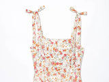 MQTIME  -  Women Floral Print Short Dress With Bow Sexy Backless Sleeveless Beach Style Women's Dress Wave style Hem Female Dresses