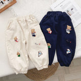 MQTIME  -  Spring Little Boys Sports Pant Cotton Cartoon Bear Embroidery Infant Baby Boys Casual Pant Loose Elastic Waist Kid Boy Pant