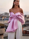 MQTIME  -  Chic Pink Satin Pleated Bow Tops Women Stylish Off Shoulder Backless Cropped Vest 2024 Spring Autumn Fashion Female Streetwear