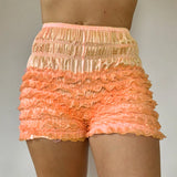 MQTIME  -  Womens Kawaii Lace Ruffle Bloomers Shorts Layered Pettipants Victorian Pumpkin Pants Panties Booty Shorts Lolita Safety Bottoms