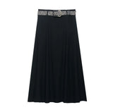 MQTIME  -  summer women's clothing casual simple versatile matching belt high waist loose mid-length skirt