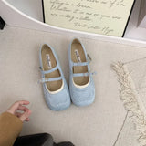 MQTIME  -  Blue Flats Mary Janes Shoes Women Spring Autumn Casual Buckle Strap Loafers Elegant Bow Tie Ballets Ladies Shoes Footwear New