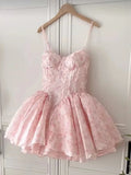 MQTIME  -  Korean Style Gentle Printing Slip Dress Female 2024 Summer Pink Sweet High Waist Slim Fit Figure Flatting Puffy Dress Princess