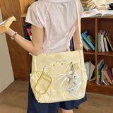  MQTIME  -  Korean Style Clear Window Pocket Tote Bag Women Star Pendant Large Capacity Daily School Handbags Fashion Shoulder Bags