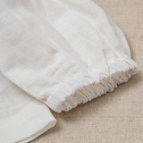  MQTIME  -  Chic Back Bow Tie Linen Shirt Girls New Solid Color Casual Loose Baby Kids Long-Sleeved Blouse Autumn Clothes