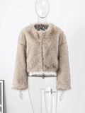 MQTIME  -  Fashion Faux Fur Jacket Coat Women Warm Fluffy Loose Long Sleeve V-neck Female Cardigan Winter Solid Lady Street Outwear