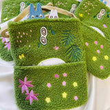 MQTIME  -  Creative Green Plush Bag Embroidered Lamb Wool Daily Storage Bag Embroidered Shoulder Handbag