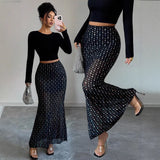  MQTIME  -  New Hot Sequin Double-layer Mesh High-waisted Slim-fitting Hip-wrapping and Thin Vacation Dating Skirt Cw59151