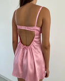 MQTIME  -  Summer Cool Lace Trim Pleated Silk Satin Women's Dress Sleeveless Style Comfortable Lightweight Maxi Gown for Women