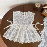 MQTIME  -  New Spring Summer Baby Girls Lace Vests Embroidery Ruffles Pullovers Tops Toddlers Kids Princess Waistcoats