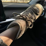 MQTIME  -  Ladies Short Tube Snow Boots Thick Bottom Low Heel Cross Strap Design Fabric Inner Warm Winter Daily Outdoor Women Ankle Boots