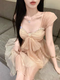 MQTIME  -  Mini Dresses Women Rhinestone Off Shoulder Bow Slim Backless Irregular Solid Backless Party Dress Elegant Ladies Sweet