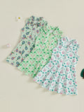 MQTIME  -  Girls Sleeveless A-line Dress with Turn Down Collar and Zip Up Closure featuring Fun Golf Print Design for Summer