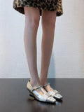 MQTIME  -  Animal-Print T-Strap Buckle Chunky-Heel Women's Pumps and Heels Elegant Pointed-Toe Mary Jane Shoes Comfortable Work High Heels