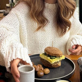MQTIME  -  Women Casual Oversized Knit Sweaters Fall Winter Long Sleeve Round Neck Solid Color Pullovers Loose Fit Jumper Knitwear Tops