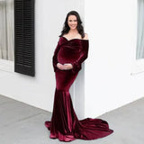  MQTIME  -  Shoulderless Maternity Dresses For Photo Shoot Sexy Long Pregnancy Dress Maxi Gown  Pregnant Women Photography Props