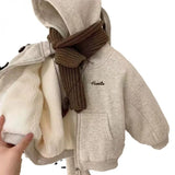 MQTIME  -  Kids Fleece Warm Coats Winter Plus Velvet Thick Jackets Girls Boy Hooded Outerwears Autumn Pocket Hoodies Children Clothing 2-8Y