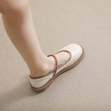 MQTIME  -  New Autumn Mary Jane Shallow Women Flat Shoes Fashion Round Toe Shoes Flat Heel Casual Soft Leather French Shoe Size 43