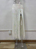 MQTIME  -  Long Tassel Hand Crochet Knitted Maxk Skirts Women Summer Fashion See Through Vacation Beach Cover Ups Long Skirt Holiday Bottom