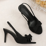 MQTIME  -  Fish Mouth Back Empty Single Shoes Summer Bow Stiletto Thick Heel High Heels Sexy Open-toed Sandals Women