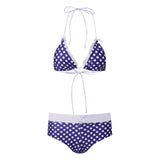 MQTIME  -  Women's 2 Piece Bikinis Set Fashion Y2k Printed Tied Halter Neck Swimsuit with Bow Shorts Boxers Summer Bathing Suit