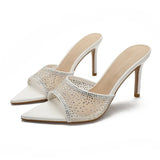 MQTIME  -  New European and American Style Fine-heeled High-heeled Slippers Women's Pointed Outer Wear Fashionable Women's Slippers