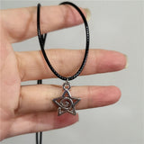Mqtime Simple Trendy Star Hollow Choker Necklace Pendant Neck Jewelry Grunge Charm Accessories Women Men's Fashion Party Chain Necklace