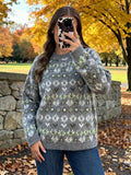  MQTIME  -  Women's Soft Knitted Pullover Women Fashion Long Sleeve Vintage Jacquard Sweater New Casual Loose Knitwear Tops ﻿ ﻿