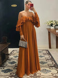 MQTIME  -  Summer Elegant Solid Ruffles Maxi Dress For Women Fashion Off Shoulder High Waist Robe 2024 Chic Female Evening Party Vestidos