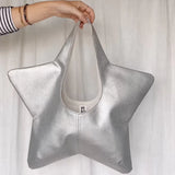 MQTIME  -  Y2K Street Style Women Star Shaped Underarm Tote Bag Creative Solid Color Novelty Design Large Capacity Daily Travel Handbag