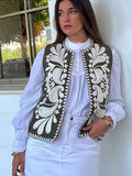 MQTIME  -  Embroidery Vest For Women Y2k Vintage Casual Sleeveless Cardigan Waistcoat Top Fashion Woman Floral Embroidered Vest