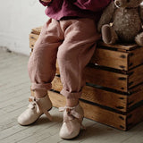  MQTIME  -  Mori Retro Cotton Linen Boys And Girls Straight Pants Summer New Elastic Waist Loose Casual Pant With Pocket Children's Trousers